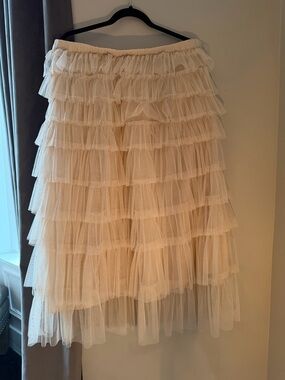 Cupcakes and Cashmere Tiered Tulle Midi Skirt Blush Pink Size L